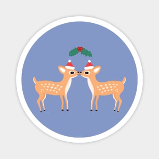 Christmas Deer Under A Mistletoe Magnet